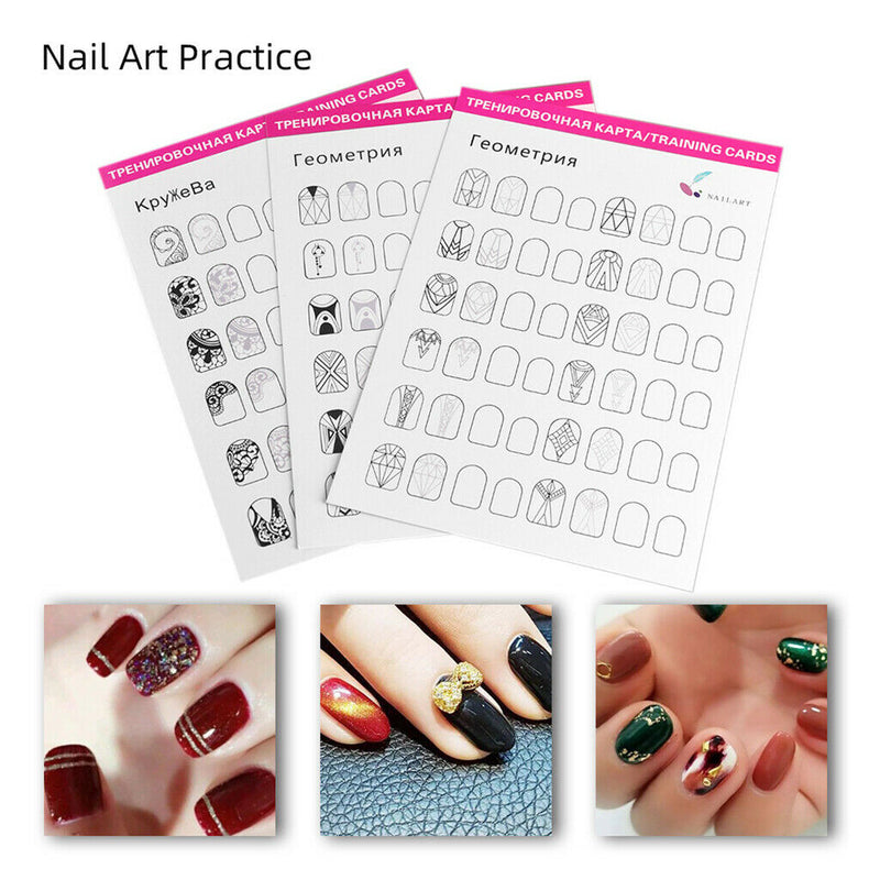 12pcs /PACK Nail Art Practice Template Guide Paper Book Set For Beginner