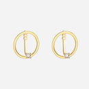 Round Circle Geometric Crystal Earrings Simple Ear Ring for Women Jewelry A