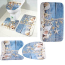 3Pcs Conch Bathroom Skidproof Pedestal Rug Lid Toilet Cover Bath Mat