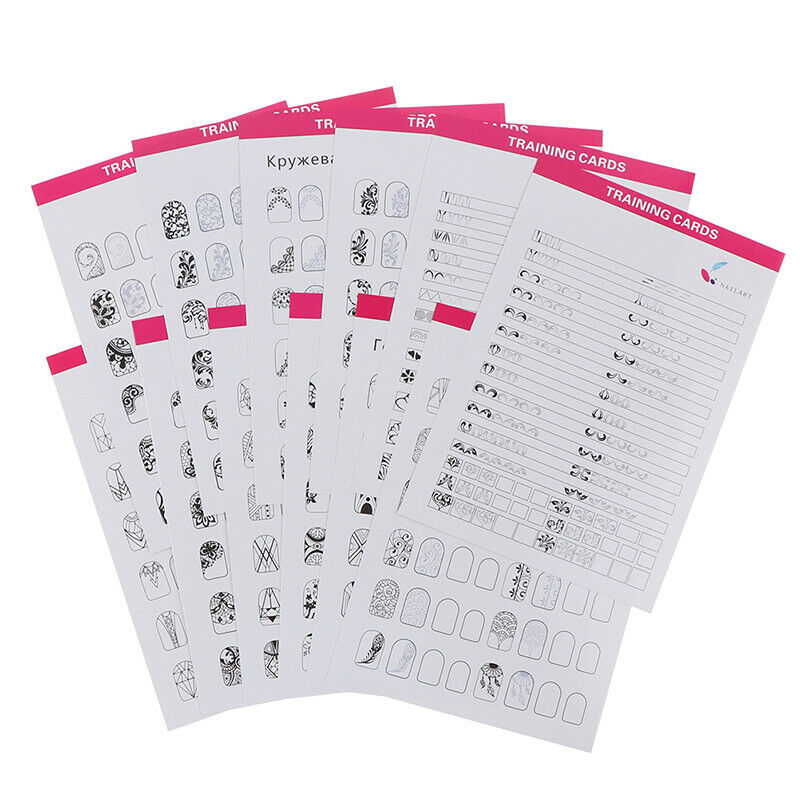 12Sheet Nail Art Training Practice Lines Drawing Painting Template LearningS Ew