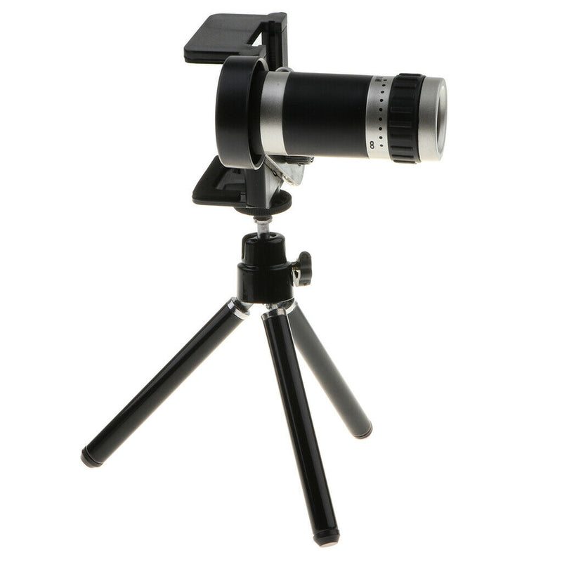 8x Zoom Phone Camera Telephoto Lens Mini Tripod Holder Stand For Phone Black