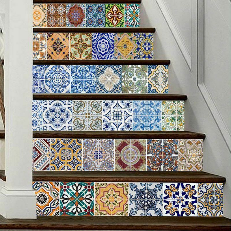 Peel and Stick Tile Backsplash Stair Riser Decals DIY Tile Decals Mexican T I3G1