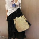 Tassel Decor Shoulder Messenger Handbags Straw Women Crossbody Bucket Bags