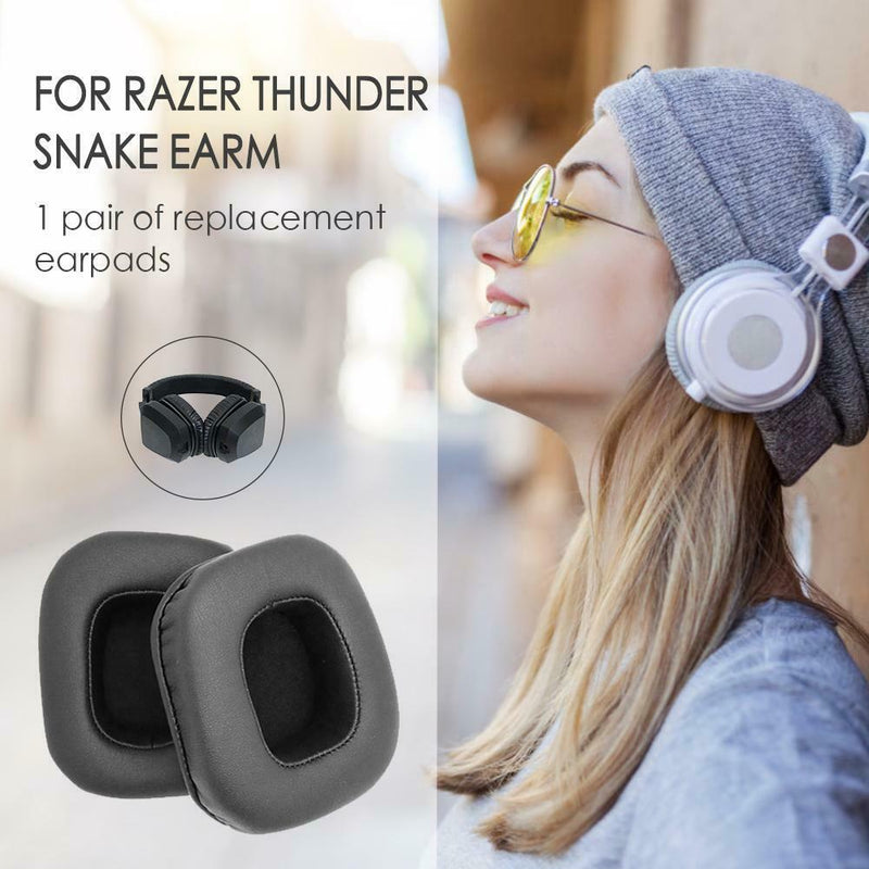 1 Pair Replacement Soft Protein Leather Ear Pads Cushions for Razer Tiamat
