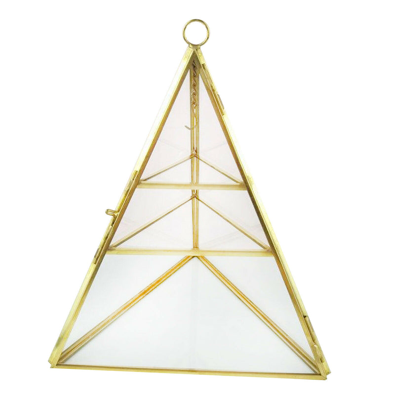 3-Tier Glass Pyramid Jewelry Stand Holder Geometric  Display Organizer Case