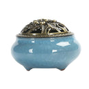 Blue Porcelain Backflow Ceramic Cone Incense Burner Holder Buddhist Censer