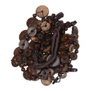 Handmade Multilayer Wood Coin Beads Strand Statement Long Necklace for Women
