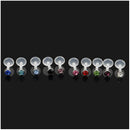 10x White 16G Stainless steel Crystal Labret Stud Monroe Bar Lip Ring Pierc R1M9
