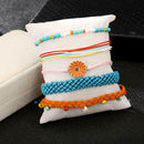 5pcs Colorful Weave Rope Bracelet Retro Sunflower Ethnic Bangles Jewelry