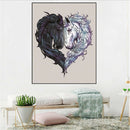 DIY 5D white black horse heart Diamond Painting Embroidery Cross Stitch Decor LJ