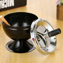 Stainless Steel Wine Style Ash Tray with Cover Round Push Down Portable Cig