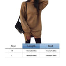 Solid Color Sweater Dress Women High Neck Long Sleeve Dresses (Coffee L)