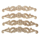4x Floral Wood Carved Corner Applique Decorate Frame - 16X3X0.8cm