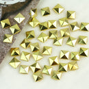 100pcs 12mm 4 Prongs Golden Metal Pyramid Spots Rivet Spike Studs For Bags VFN