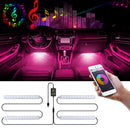 4pcs USB Port Dash LED Strip Lamp Accessory Decorative Car Interior Lights Foot