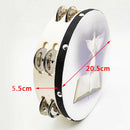 8 Inch Wood Handheld Tambourine Double Row, Tambourines with Jingle Bells & Dove