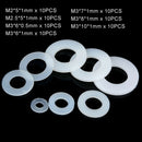 70pcs M2 M2.5 M3 White Nylon Plastic Flat Washers Gaskets Kit Fit Metric Bolt