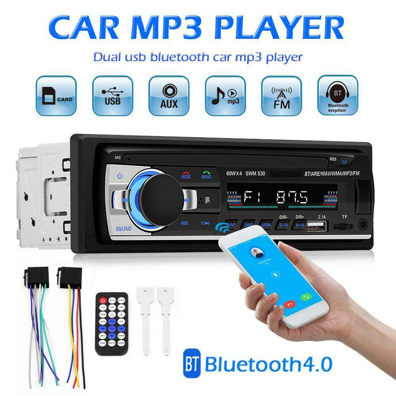 1 DIN Car Radio Bluetooth Handsfree Stereo AUX FM TF Audio MP3 Player Head Unit