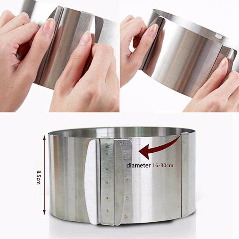 2Pcs/Set Adjustable Round Square Cake Fondant Mould Stainless Steel Cake Mo R7X4