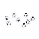 100pcs 6mm white cube alphabet single letter beads Craft DIY A - Z Mixed MO