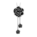 Black Rose Flowers Long Necklace Sweater Chain Crystal Women Jewelry Gift