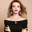 2pcs/set Christmas Santa Claus Drop Earrings Cute Pendant Necklace Jewelry