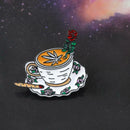 Creative Coffee Cup Badges Flower Brooches Jacket Decor Jewelry (Style 1)  A