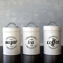 3pcs Retro Tea Coffee Sugar Canister Kitchen Jars Pots Tin Iron w/ Lid