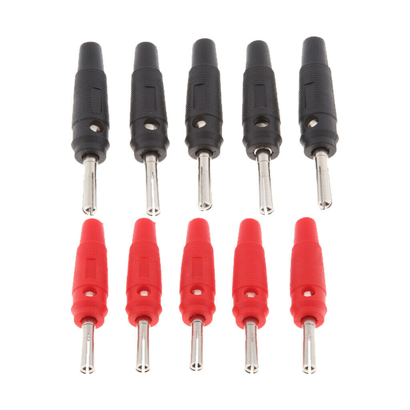 10Pieces Wire Audio Speaker Cable Banana Plug Connectors 4mm Jacks Red+Black