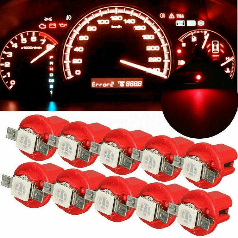 10X LED T5 B8.5D 5050 1SMD Dashboard Dash Gauge Instrument Interior Light Bulbs