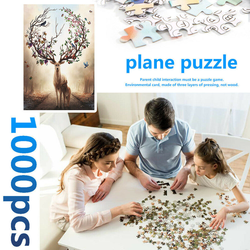1000pcs Painting Puzzle DIY Paper Jigsaw Educational Toys (D Warm Elk)