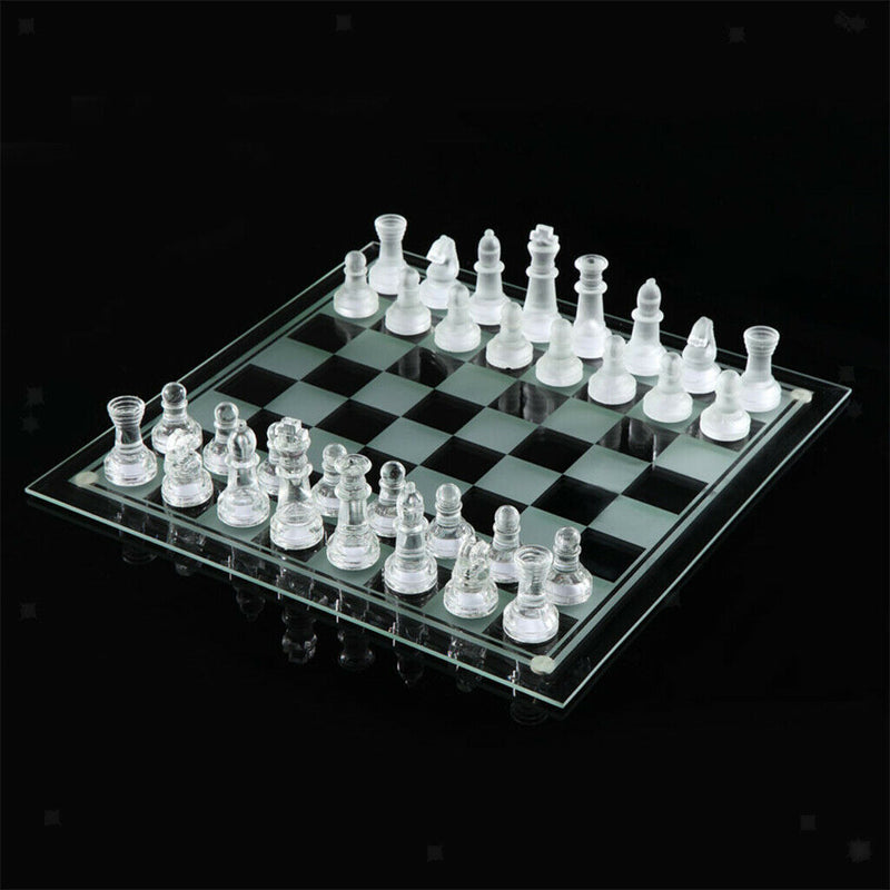 Glass Chessboard Glass Chess Set Hand Crafted for Chess Lovers Toys 20x20cm