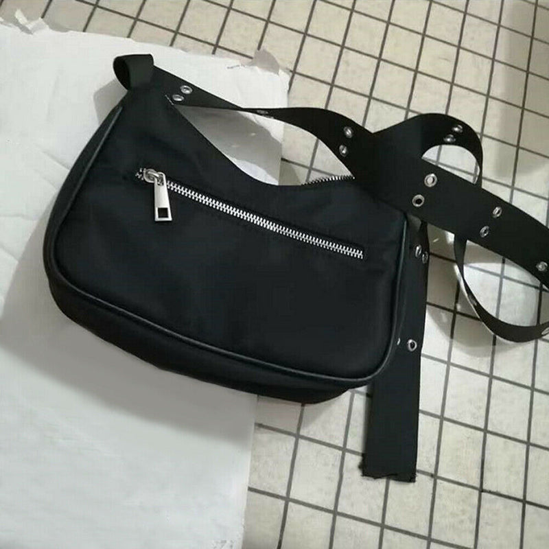 Casual Nylon Messenger Bag Women Fashion Pure Color Street Shoulder Handbag