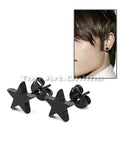 1 Pair Black Cool Stainless Steel Star Men's Earring Ear Stud Eardrop Gift 13mm