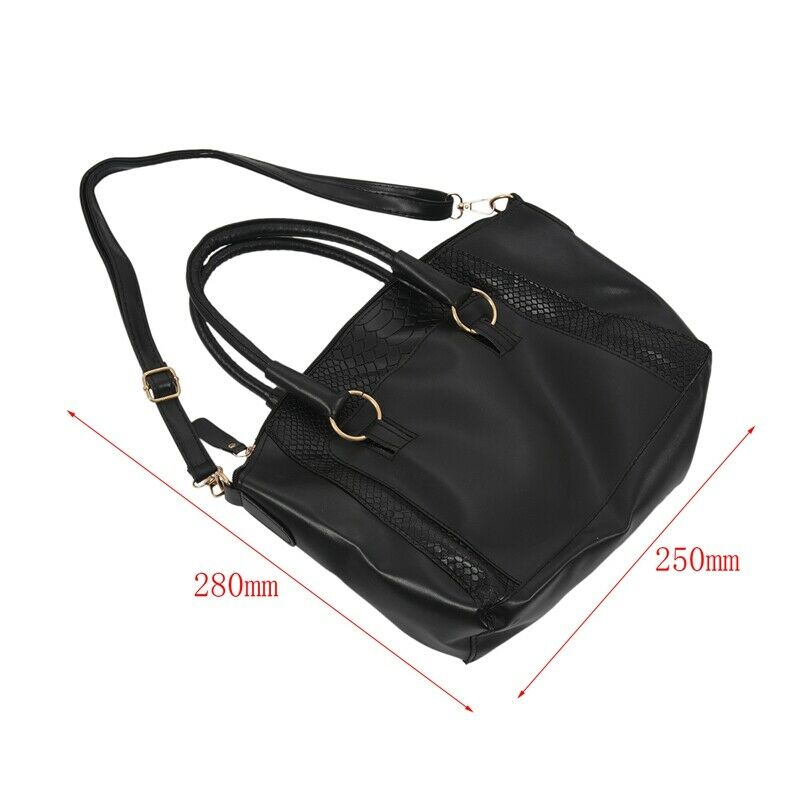 Women's Shoulder Bag in imitation leather Satchel Cross Body Tote Bag (Blac D2S3