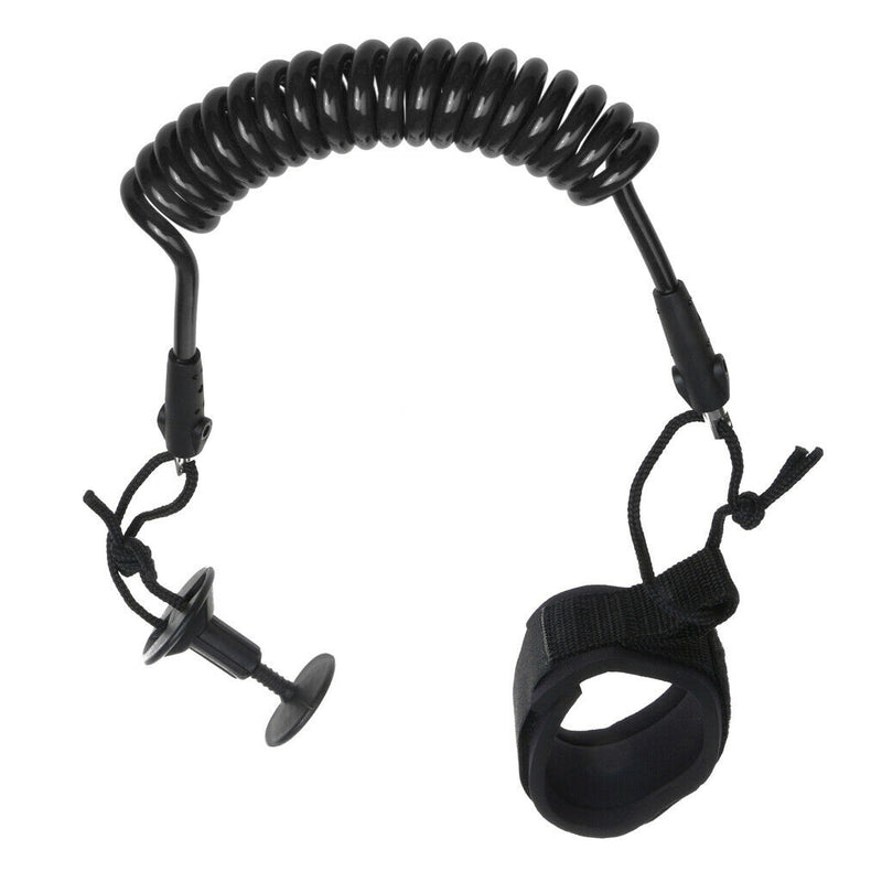 Wrist Coil Leash Surf Board Coiled Cord 4FT7MM Black for Sporting