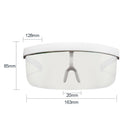 Oversized Frame Shield Visor Flat Top Sunglasses  White Frame
