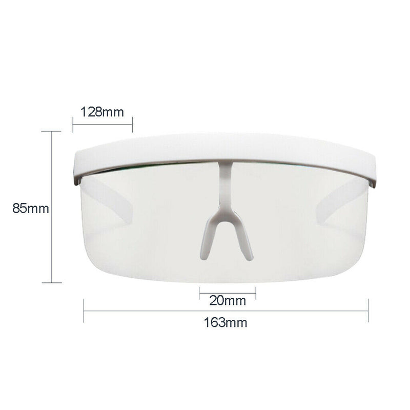 Oversized Frame Shield Visor Flat Top Sunglasses  White Frame