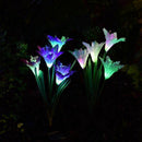 2 Pack Solar Powered Lights with 8 Lily Flower, Multi-color Changing LED So