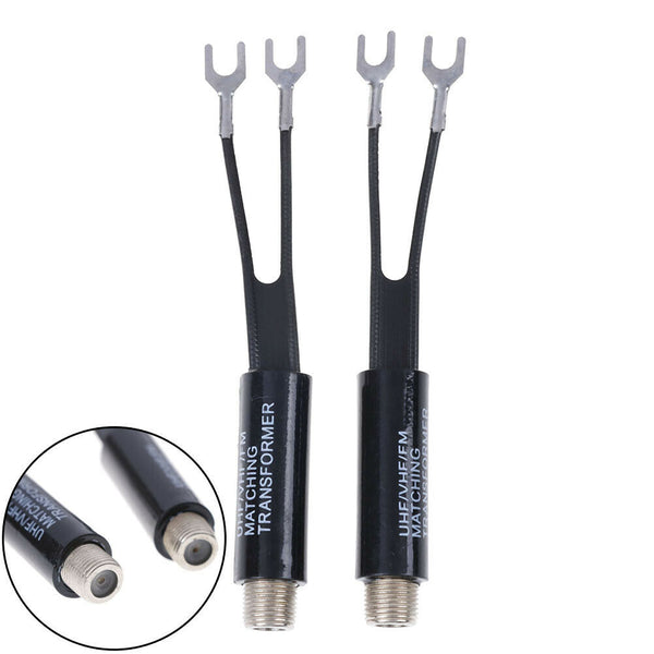 2Pcs Uhf/Vhf/Fm/Tv F Cable75-300Ohm Balun Antenna Matching Transformer AdaptME