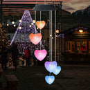 6LED Colorful Love Heart Wind Chime Lamp Solar Powered Garden Hanging Lamp