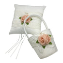 Wedding Ring Pillow Cushion with Flower Basket Ring Bearer for Beach Wedding