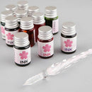 12 Colors Bottled Dip Glass Pen Ink With 1Pc Fountain Dip Writing Signature Pen