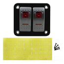 12V-24V 2 Gang red Rocker Switch Panel Circuit Breaker Boat Marine Waterpro