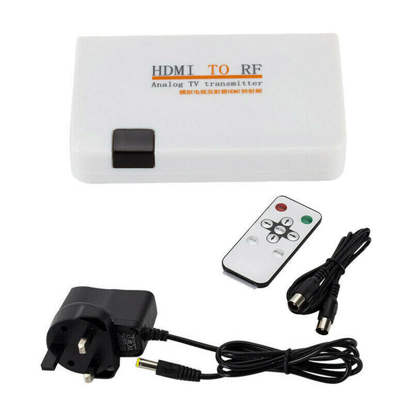 HDMI To RF Coaxial AV Converter Adapter Box TV Transmitter W/ Remote Control