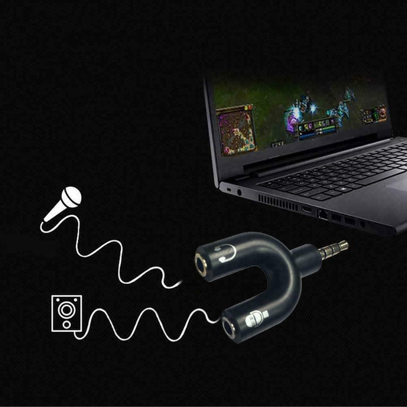 3.5mm Stereo Splitter Audio to Mic & Headset Jack Plug Adapter For Cell E8R4