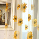 Slot Top Voile Curtain Panel Net Sunflower Printed Sheer Tulle Drape Yellow
