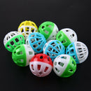 10pcs Plastic Hollow Out Round Pet Cat Colorful Ball Toys With Small Bell