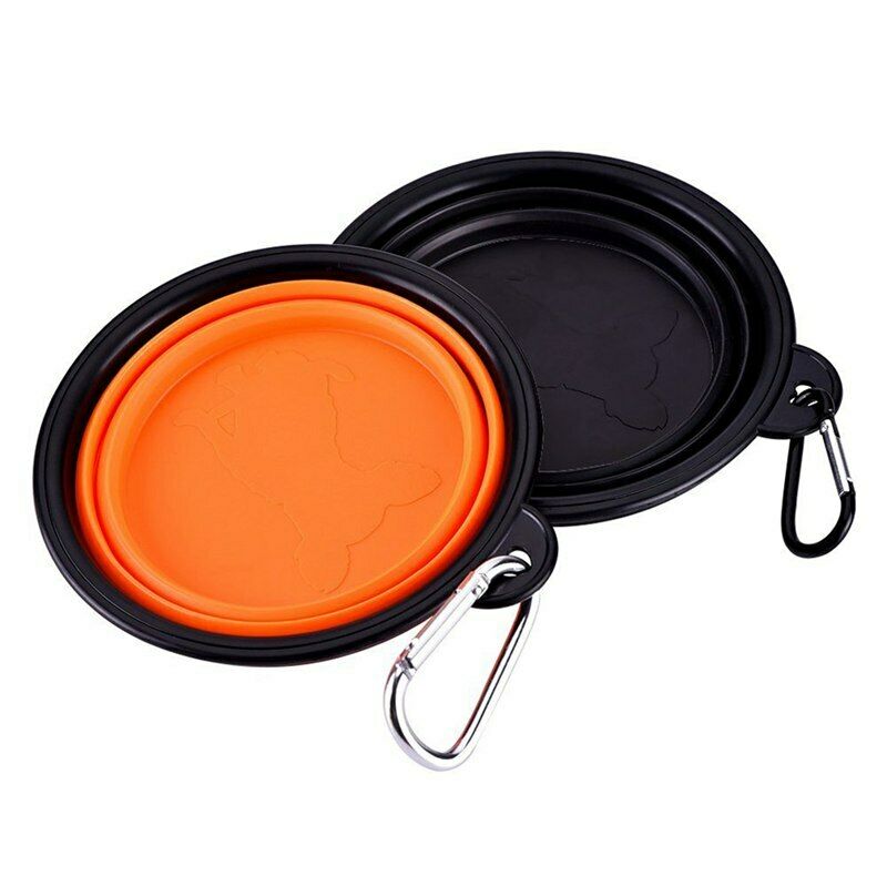 Collapsible Travel Silicone Dog Bowl Portable Pet Food Water Bowl, Set of 2 P1X2