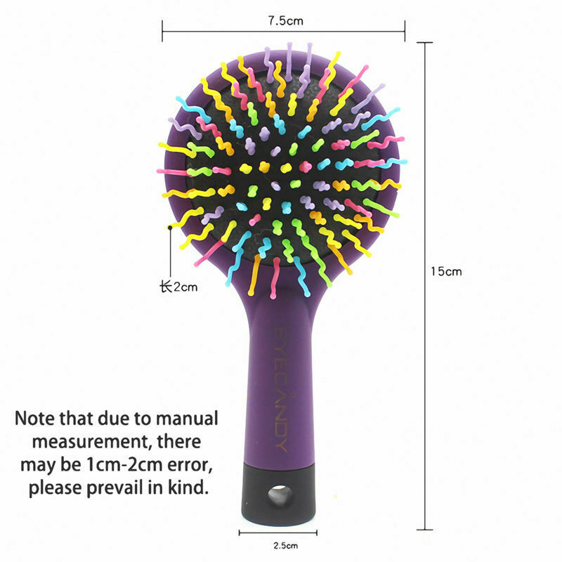 Detangling Hair Brush Rainbow Volume Brush Magic Hair Curl Straight Comb Br B2S1